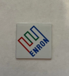 SUPER RARE original ENRON Corp. Metal Sticker. 1" Vintage ORIGINAL EQUIPMENT TAG - Picture 1 of 4