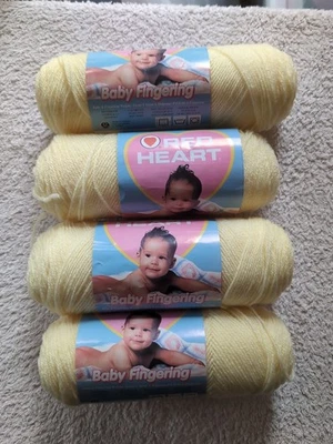 VTG Red Heart Baby Fingering  3 PLY Yarn 224 Baby Yellow Acrylic Lot Of 4  - Image 1 of 4