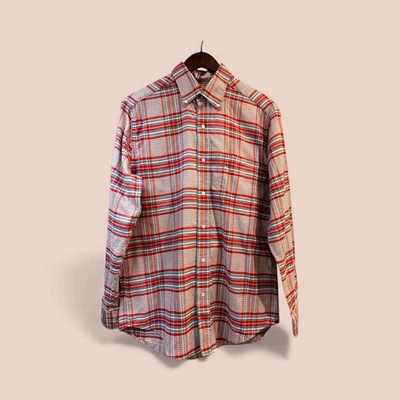 J.MCLAUGHLIN Men’s 100% Cotton Twill Flannel Red/Blue Plaid Button-Down Sz M - Image 1 of 4