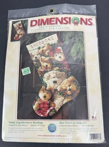 Dimensions TEDDY TOGETHERNESS STOCKING Needlepoint Kit #9136 Christmas Holiday - Picture 1 of 8