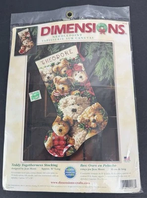 Dimensions TEDDY TOGETHERNESS STOCKING Needlepoint Kit #9136 Christmas Holiday - Image 1 of 4