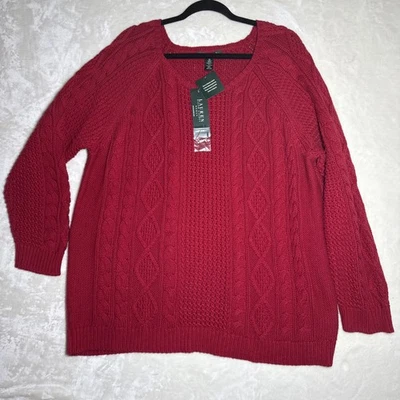 Lauren Ralph Lauren Red Cable Knit Sweater 3X NWT - Image 1 of 4