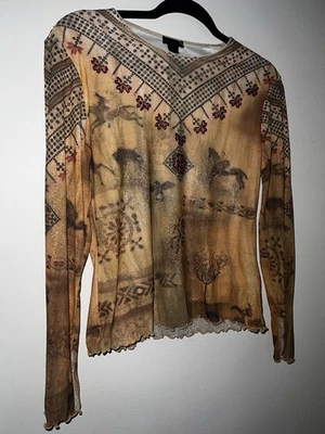 Blusa para mujer manga larga con cuentas grande Y2K Whimsigoth vintage fluida Foto 1 de 4