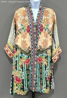 Chaqueta Kimono Johnny Was Para Mujer Multicolor Floral Bordada Pequeña Foto 1 de 4