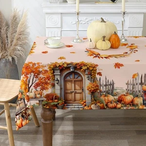 Fall Tablecloth 60x84 Inch Rectangle - Pumpkins Farm Fall Decorations - Picture 1 of 5