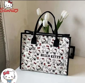 Kawaii Hello Kitty Versatile New Red Bow Canvas Tote Bag Ladies Shoulder Bag - Picture 1 of 1