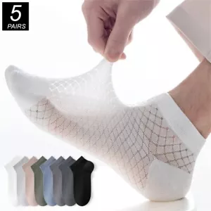 5 Pairs Low Tube Men's Socks Ultra Thin Ankle Socks Male Short Socks Summer - Picture 1 of 20