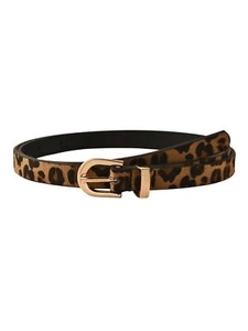 Women's Leopard Print Belt PU Leather Metal Buckle Y2K Skinny Fashion - Picture 1 of 4