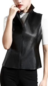 Chaleco de cuero negro Valerie Stevens para mujer talla S - Imagen 1 de 10