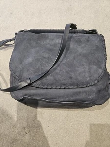All Saints Mori Lea Blue Grey Suede Hobo Satchel bag - Picture 1 of 5