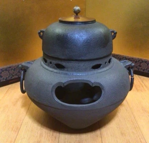 Japanese Antique Chagama Furo Kama Tea Ceremony Kettle Traditional Crafts Sado - Picture 1 of 24