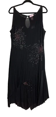 Gemini черный сетки бисером фея макси скольжения платье размер 1XL ассиметричный прихотливый - Изображение 1 из 4