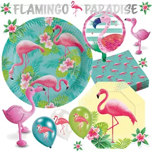 FLAMINGO PARADIES - Geschirr + Deko Motto Kinder Party Kindergeburtstag Paradise - Bild 1 von 32