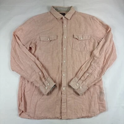 Marc Anthony Slim Fit Linen Shirt Mens Sz M Pink Chambray Long Sleeve Button Up - Image 1 of 4