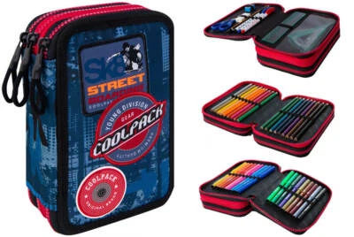 COOLPACK 3-FACH 44-teilig Mäppchen Federmappe Federtasche, Blue Badges B67154