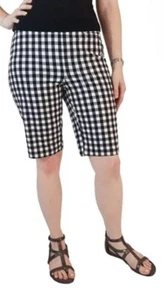 NWT Rafaella Comfort - Black & white gingham pull on bermuda shorts, sz 14 $43 - Picture 1 of 4
