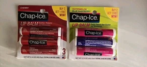 NEW 6 x Chap Ice Cherry, Watermelon & Blue Raspberry Lip Balm Moisturize, USA - Picture 1 of 5