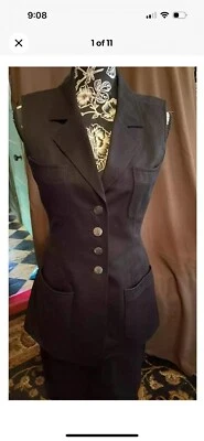 Traje Falda Vintage Chanel Boutique 1997 Negro Sin Mangas Talla 8 EE. UU. 38 UK CLÁSICO Foto 1 de 4