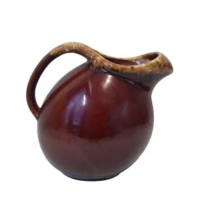 Hull Oven Proof USA Vintage Brown Glaze Pitcher With Ice Lip 8"x8" Holds 58 Oz. - Picture 1 of 6