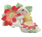 Fitz & Floyd Easter Rabbit Bunny Blooms Canape Plate and Trinket Box