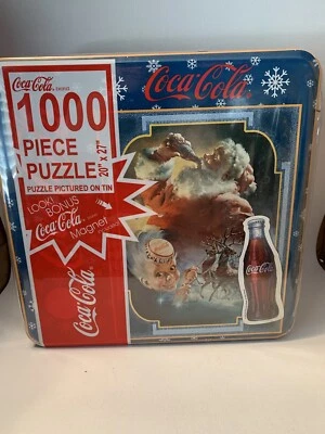 Coca Cola Puzzle Santa & kids 1000 pieces VINTAGE NEW IN COLLECTIBLE TIN BOX - Image 1 of 4