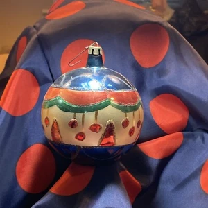 ANTIGUA BOLA ADORNO NAVIDAD CRISTAL MERCURIO 4 1/2" DIÁMETRO PINTADA A MANO - Imagen 1 de 10