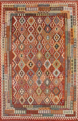 Flat-weave Tribal Kilim Traditional Area Rug 10'x13' Room Size Reversible Rug - Image 1 of 4