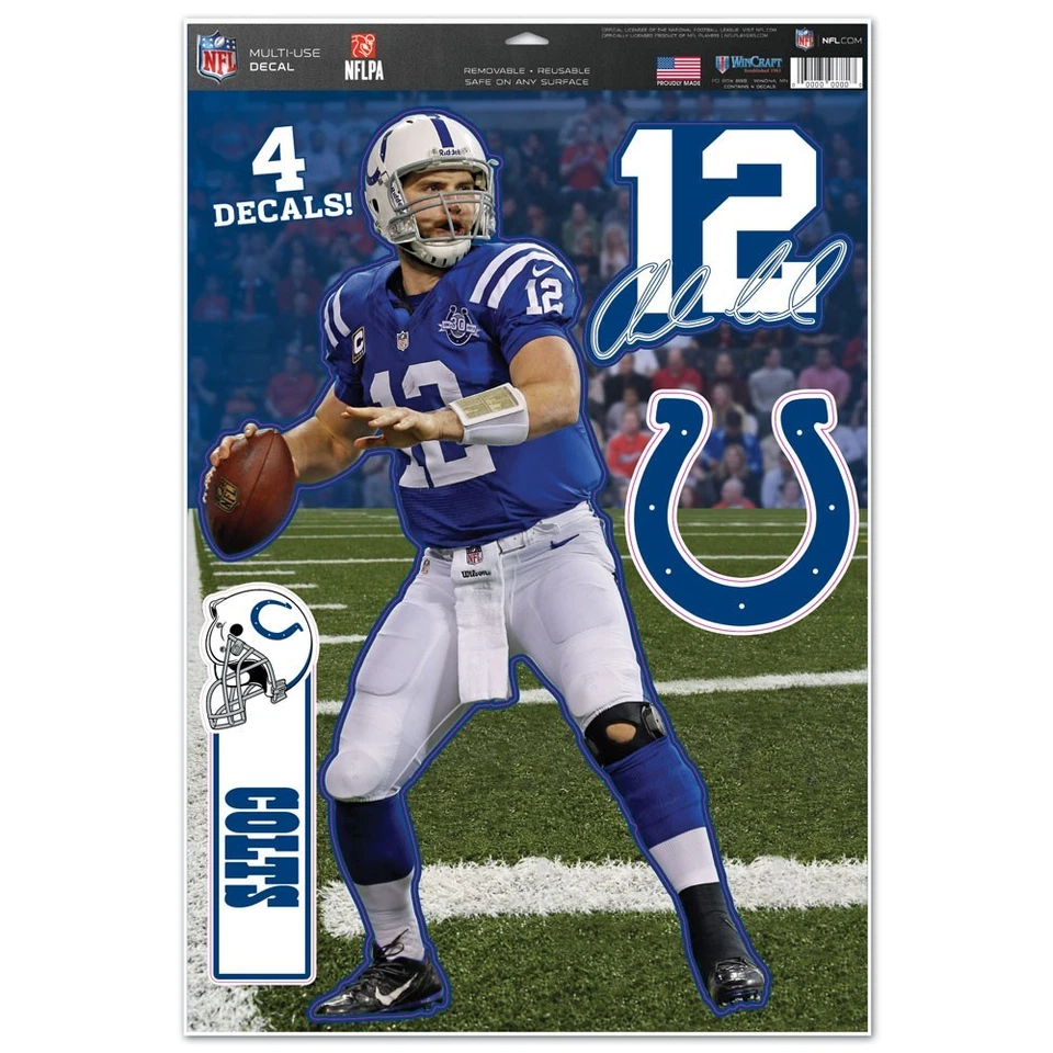 ANDREW SUERTE INDIANAPOLIS COLTS 4 CALCOMANÍAS MULTIUSOS EXTRAÍBLES REUTILIZABLES WINCRAFT Foto 1 de 1
