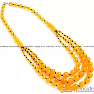8-12mm Gemstone Round Beaded Fashion Long Necklace For Women 19 Inch Handmade AU - Foto 1 di 82