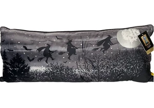 Cynthia Rowley Flying Witches Eclipse Pillow LED Lighted Halloween Decor 14"x34" - Picture 1 of 9