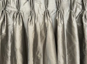 STUNNING BESPOKE ORIGINAL LAURA ASHLEY QUALITY GREY SILK INTERLINED CURTAINS - Picture 1 of 23