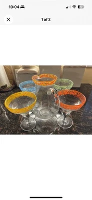 NIB Glass Margarita Glasses Set 5-Piece with 4 Glasses and 1 Pitcher - Image 1 of 2