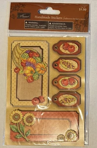Harvest Handmade Thanksgiving Stickers - Cornucopia, Sunflowers - New In Package - Picture 1 of 5