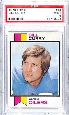 1973 Topps #43 Bill Curry RC Rookie Houston Oilers Football Card PSA 9 MINT - Image 1 of 2