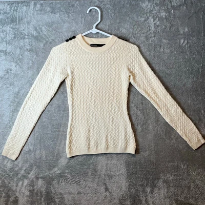 Karen Millen Women’s XS Wool Blend Textured Sweater Cream - Image 1 of 4