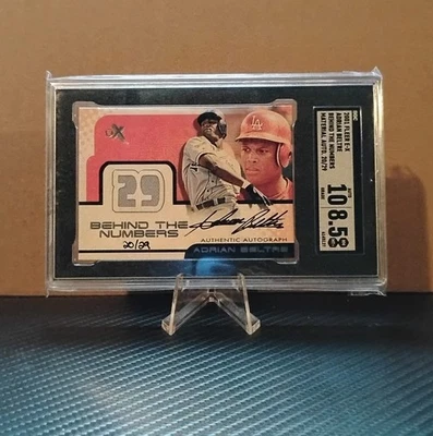 2001 Adrian Beltre /29 Fleer EX Behind The Numbers Auto Jersey - Image 1 of 2