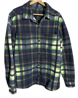 Alpine Design Sz XL Shacket Shirt Jacket Navy Green Plaid Collared 7026 Mens BIG - Image 1 of 4