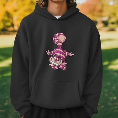 Sudadera con Capucha Cheshire Cat Alicia en el País de las Maravillas Púrpura Rayas Gráfico de Sonrisa Sudadera Foto 1 de 4