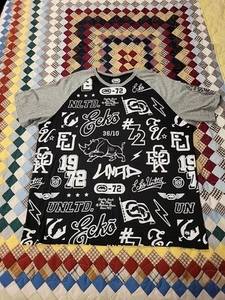 Camisa Ecko Unltd Hombres Negra Blanca Camiseta Rinoceronte Estampado Completo Y2K Hip Hop 00s - Imagen 1 de 7