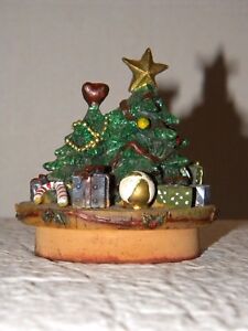 Glass Candle Christmas Tree Candle Topper Holder 3" Diameter Christmas Present
