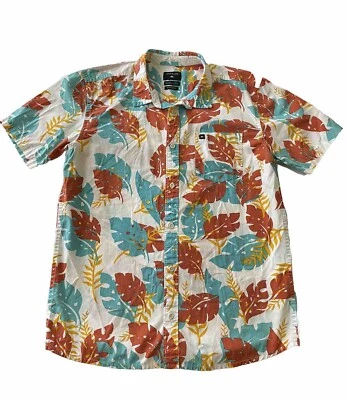Quicksilver рубашка молодежи мальчиков XL листва тропический коротким рукавом рубашка на пуговицах - Изображение 1 из 4