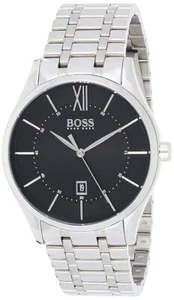 HUGO BOSS Distinction Stainless Steel Strap Black Face Watch 1513797 42mm No Box - Picture 1 of 8