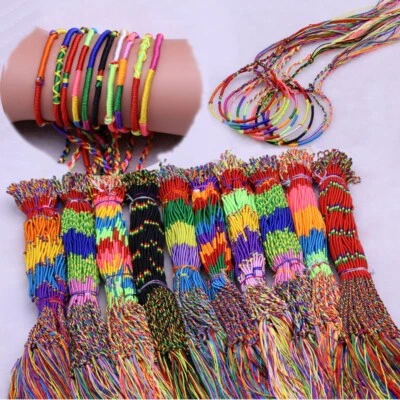 Brazalete Brazalete Hecho a Mano Nepal 100 piezas Tejido Amistad Suerte Mujeres Hombres Foto 1 de 4