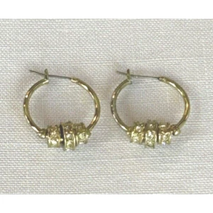 Gold Tone Hoop Earrings with 3 Rhinestone Nodules Unbranded - Picture 1 of 5