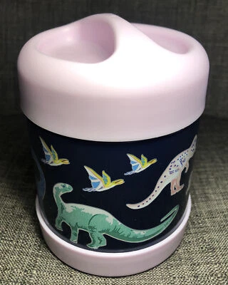 Contenedor de comida Pottery Barn Kids rosa dinosaurio frío caliente 10 OZ Foto 1 de 4