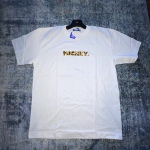 Tokyo Disneyland Mickey Mouse Camo White Shirt Size Large 100% Cotton - Picture 1 of 5
