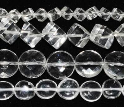 Cuentas de piedras preciosas de cristal de roca incoloro natural botón diagonal cuadrado 15" Foto 1 de 2