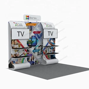 10ft Protable Custom Fabric Trade Show Display Booth Kit with Shelves TV Mount - Picture 1 of 6