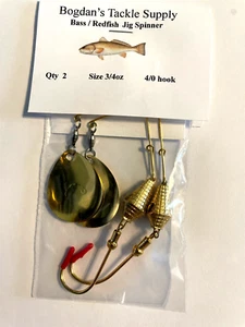 2 BTS, Bass/Redfish Golden Jig Spinners, #6 Gold Colorado Blade 3/4oz. 4/0 Hook. - Picture 1 of 3