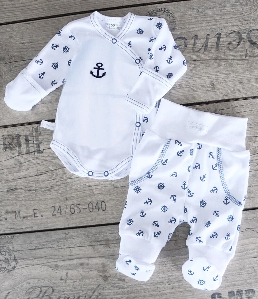 Baby Body und Hose Wickelbody Kratzschutz Schlupfhose 50 56 62 68 74 80 86 92 - Immagine 1 di 1